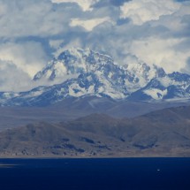 6088 meters high Huayna Potosi with Lago Titicaca
